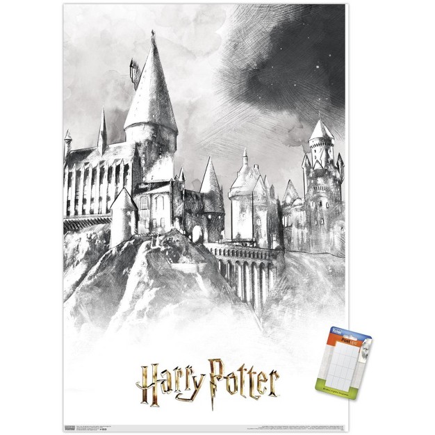 Trends International The Wizarding World Harry Potter Illustrated Hogwarts Unframed Wall Poster Prints