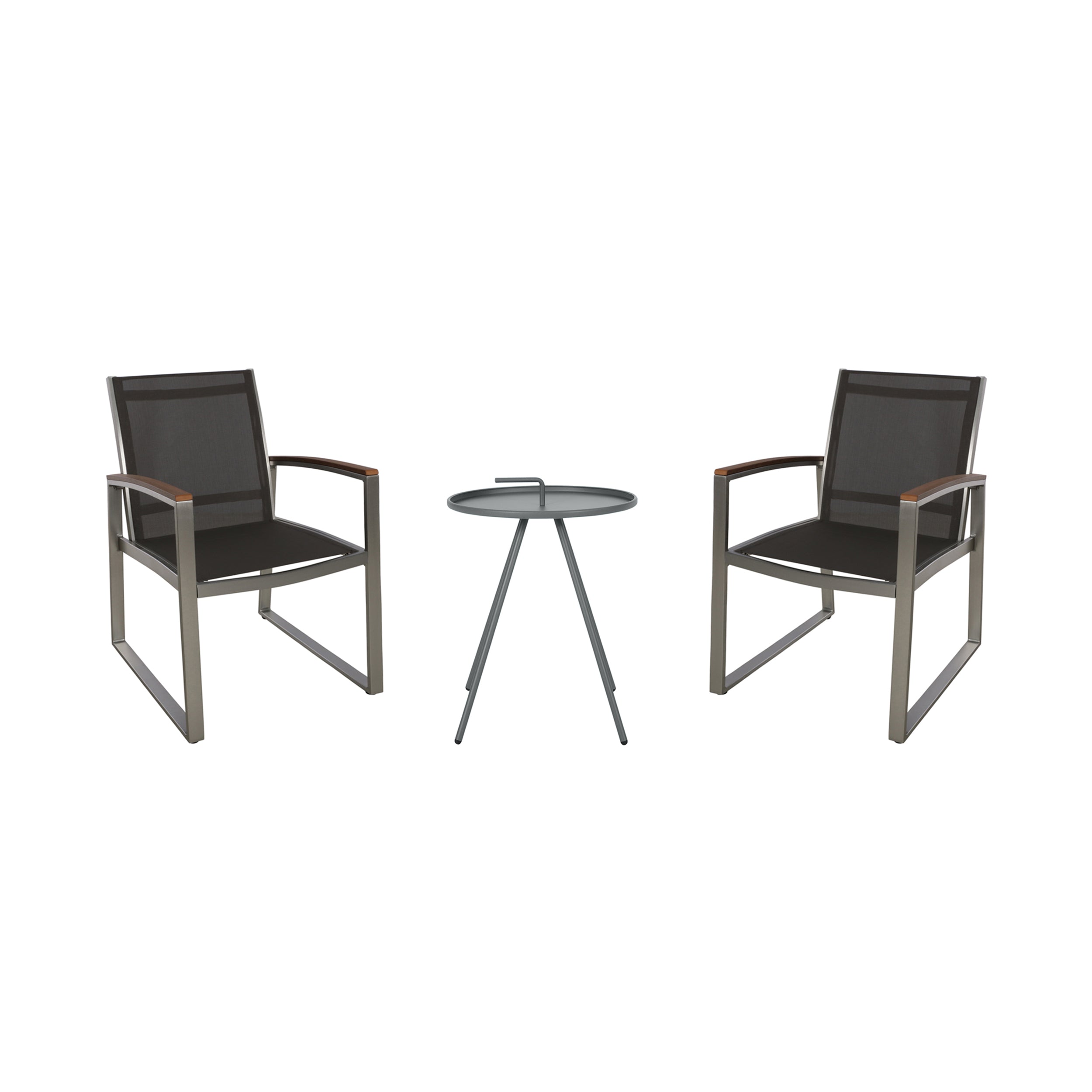 Eunice Outdoor 2 Seater Aluminum and Mesh Chat Set