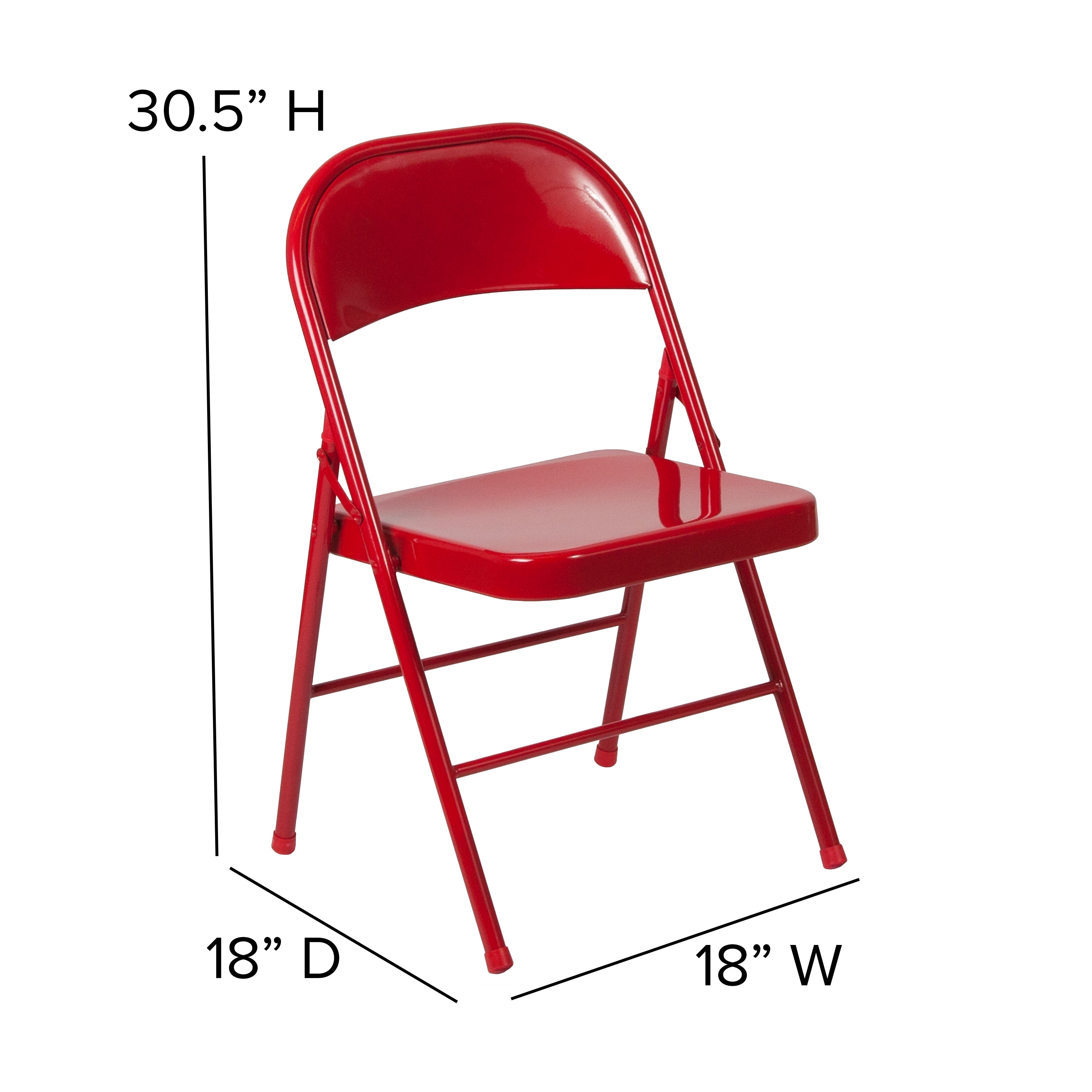 Emma + Oliver 2 Pack Double Braced Red Metal Folding Chair