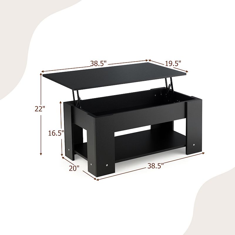 Coffee Table with Lift-up Desktop and Hidden Storage