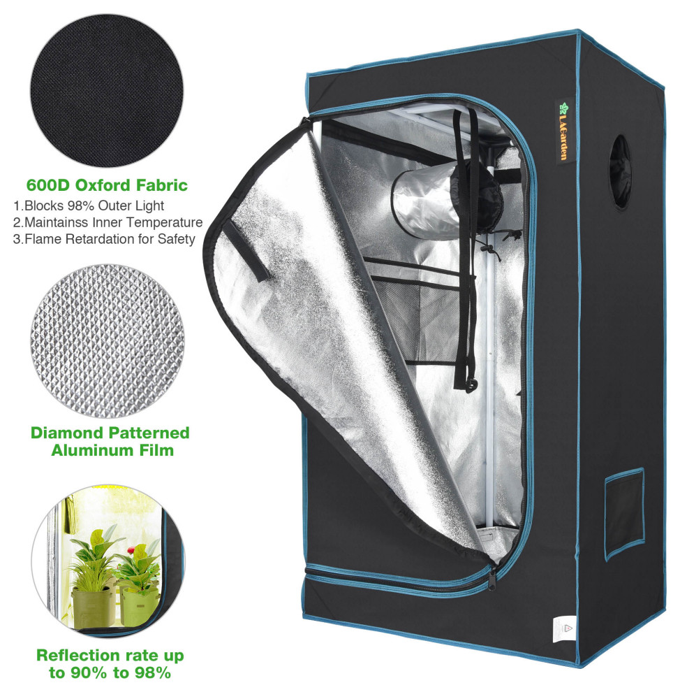 LAGarden 24 quotx24 quotx48 quotIndoor Grow Tent Reflective Mylar Hydroponic Plant   Greenhouses   by Yescom  Houzz