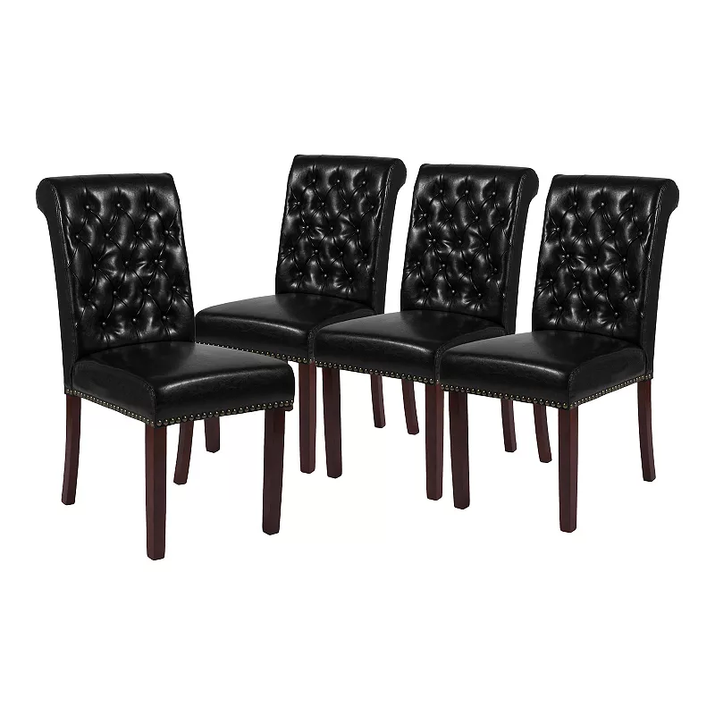 Merrick Lane Falmouth Upholstered Parsons Chair with Nailhead Trim - Set of 4