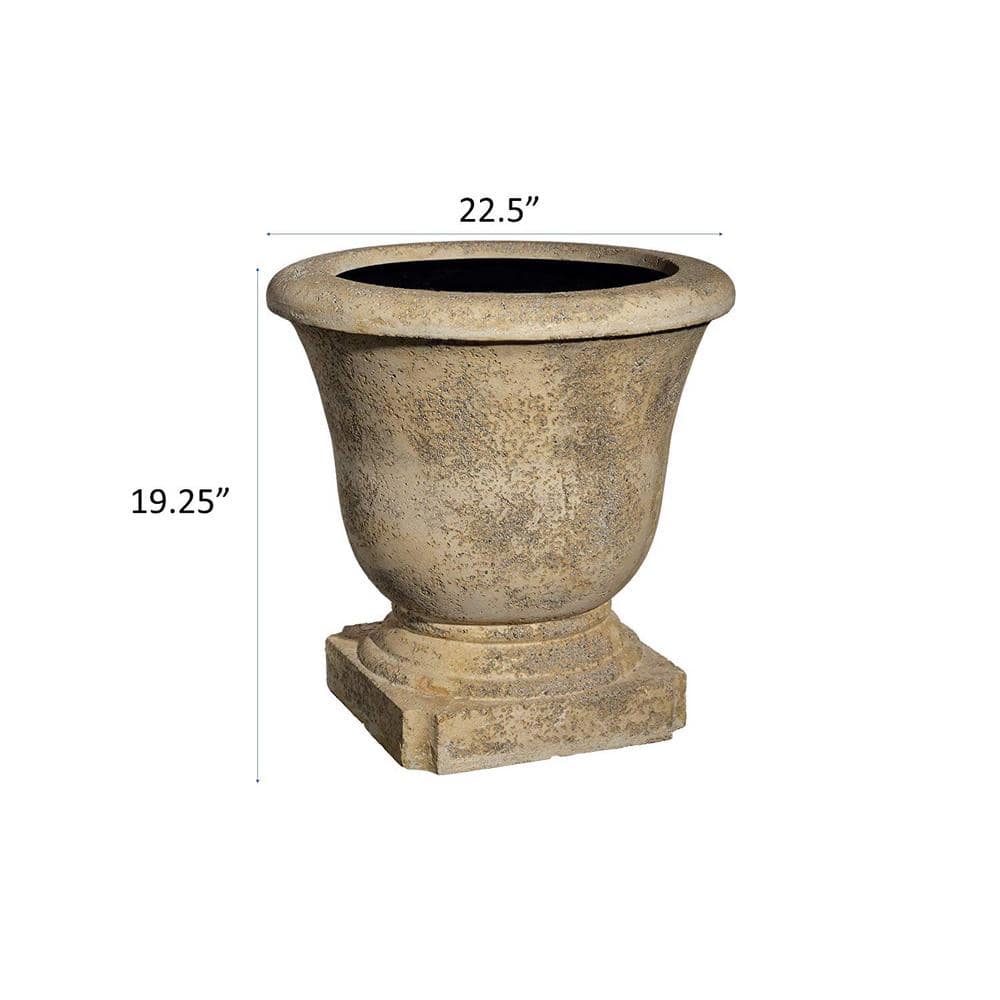 Classic Home and Garden 22 in. Natural Elegant Lava Stone Urn Planter LS4071