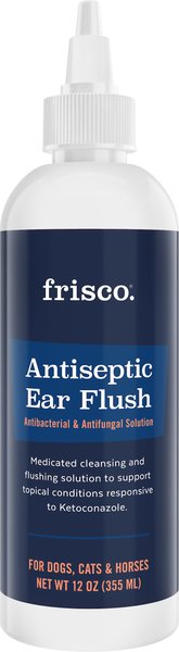 Frisco Anti-Bacterial and Anti-Fungal Ear Flush Cleaner for Cats and Dogs， 12-oz bottle