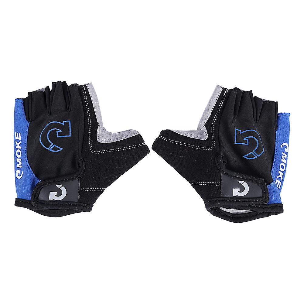 1pair/set Men Women Cycling Bicycle Mountain Bike Anti-shock Sport Half Gloves Blue Xl