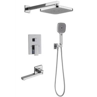 ELLOALLO 2-Handle 3-Spray Tub and Shower Faucet Handheld Shower Combo Set with 8 in. Rain Shower Head in Chrome (Valve Included) ES-GY-P200