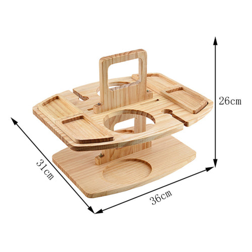 Zhaomeidaxi Portable Picnic Table， Wooden Wine Picnic Tables for Outdoors， Snack %26 Cheese Tray， Outdoor Beach Bar Table with Wine Glass Holder