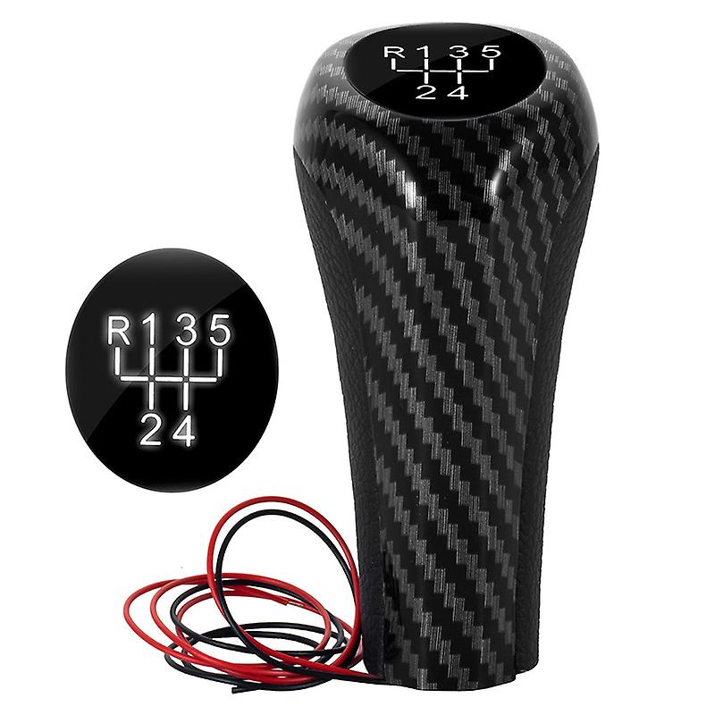 Suitable For Bmw 3 Series 5 Series Carbon Fiber Gear Shift Handball With Light And Wire Gear Shift Handball 5/6 Speed White Light