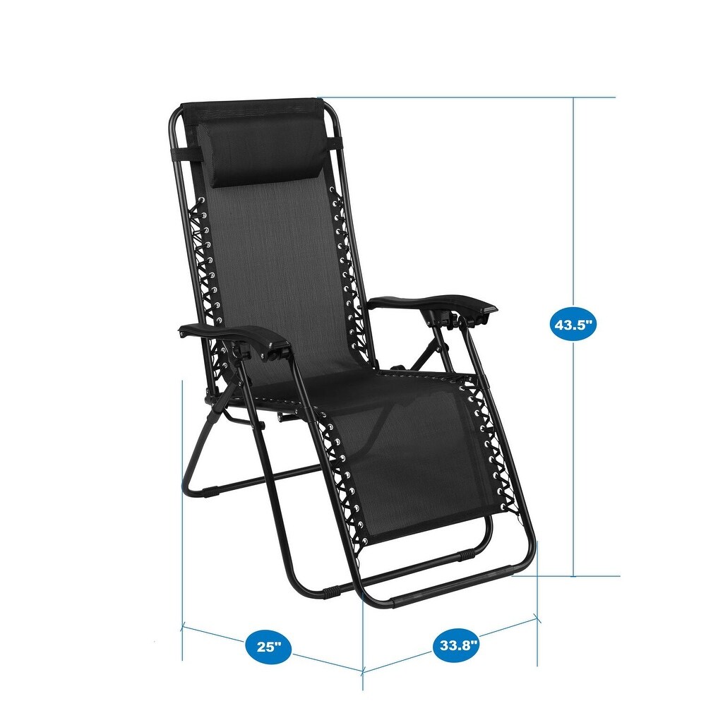 Zero Gravity Lounge Chairs Set of 2  Outdoor Patio Camping Reclining Lawn Chairs with Armrest  Headrest