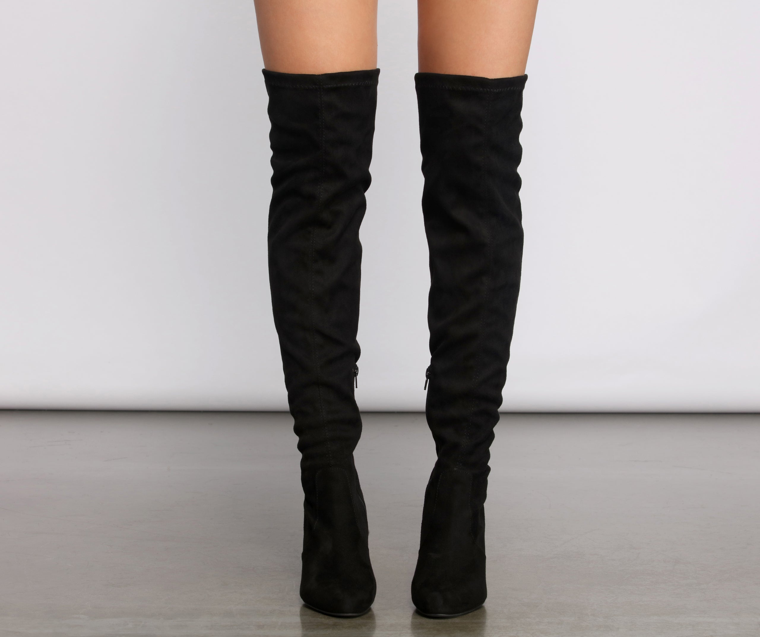 Essential Faux Suede Stiletto Thigh High Boots