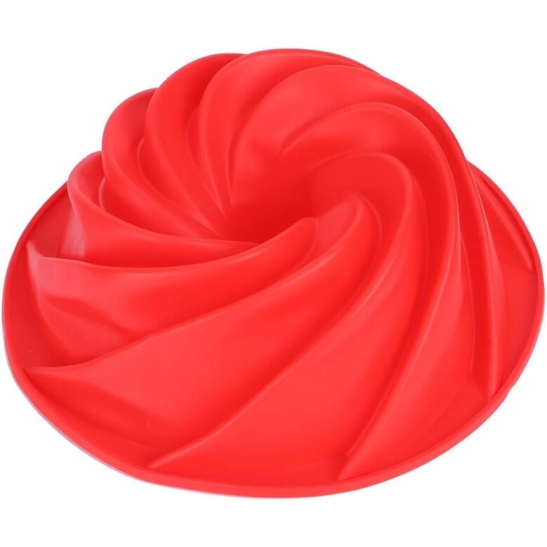 Red Large Spiral Bundt Cake Pan Silicone Bakeware