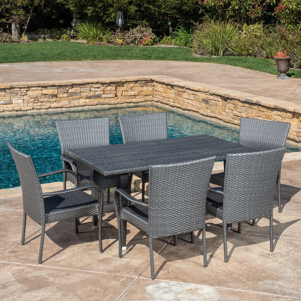 Delani 7 piece Outdoor Wicker Dining Set by Christopher Knight Home