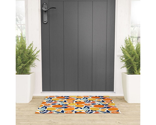 Avenie Citrus Fruits Blue Welcome Mat Society6