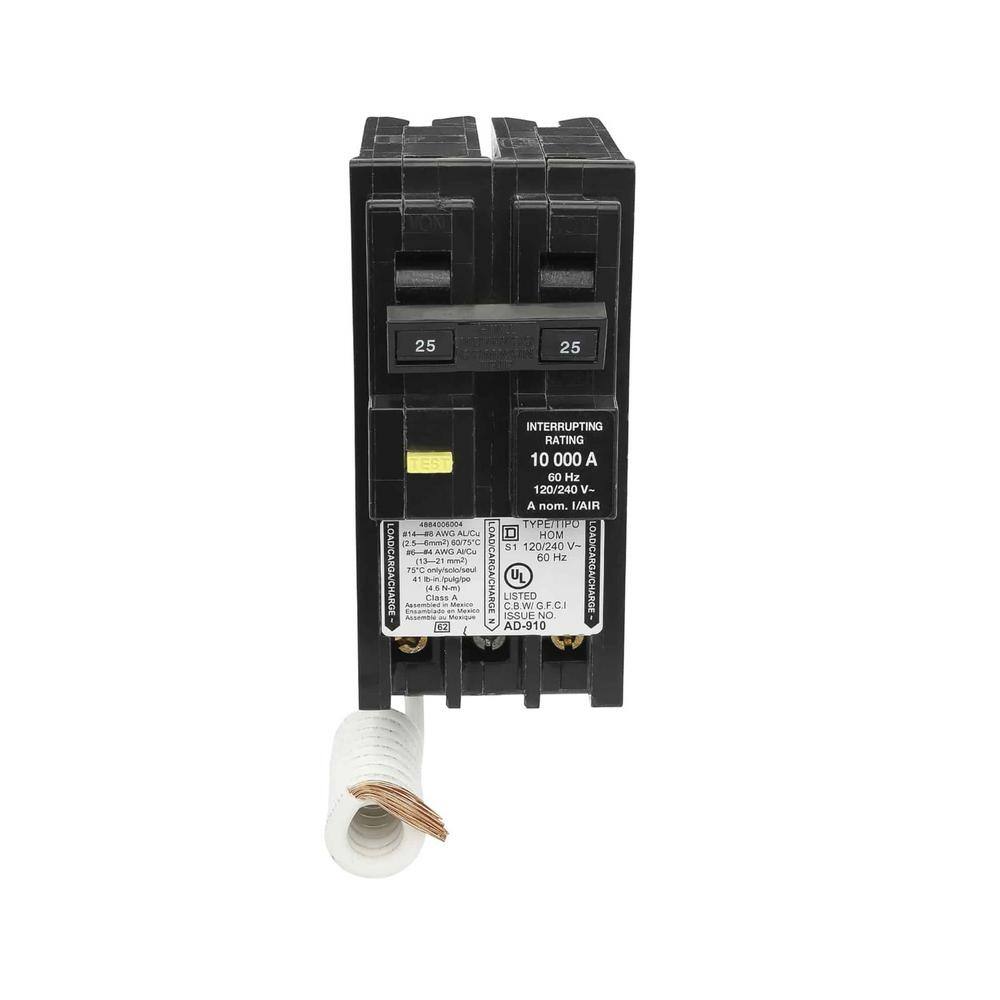 Square D Homeline 25 Amp 2-Pole GFCI Circuit Breaker HOM225GFIC