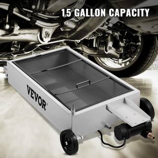 VEVOR Oil Drain Pan 15 Gal. Large Steel Oil Change Tank Foldable Hand with Electric Pump Hose Swivel Casters for Car SUV QCPYP15JLDDYLBYC1V0