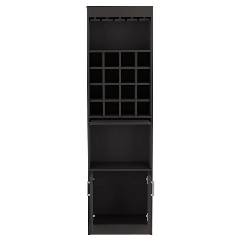 DEPOT E-SHOP Athens Kava Bar Cabinet， 16 Built-in Wine Rack， Two Door Cabinet， Two Shelves， Black