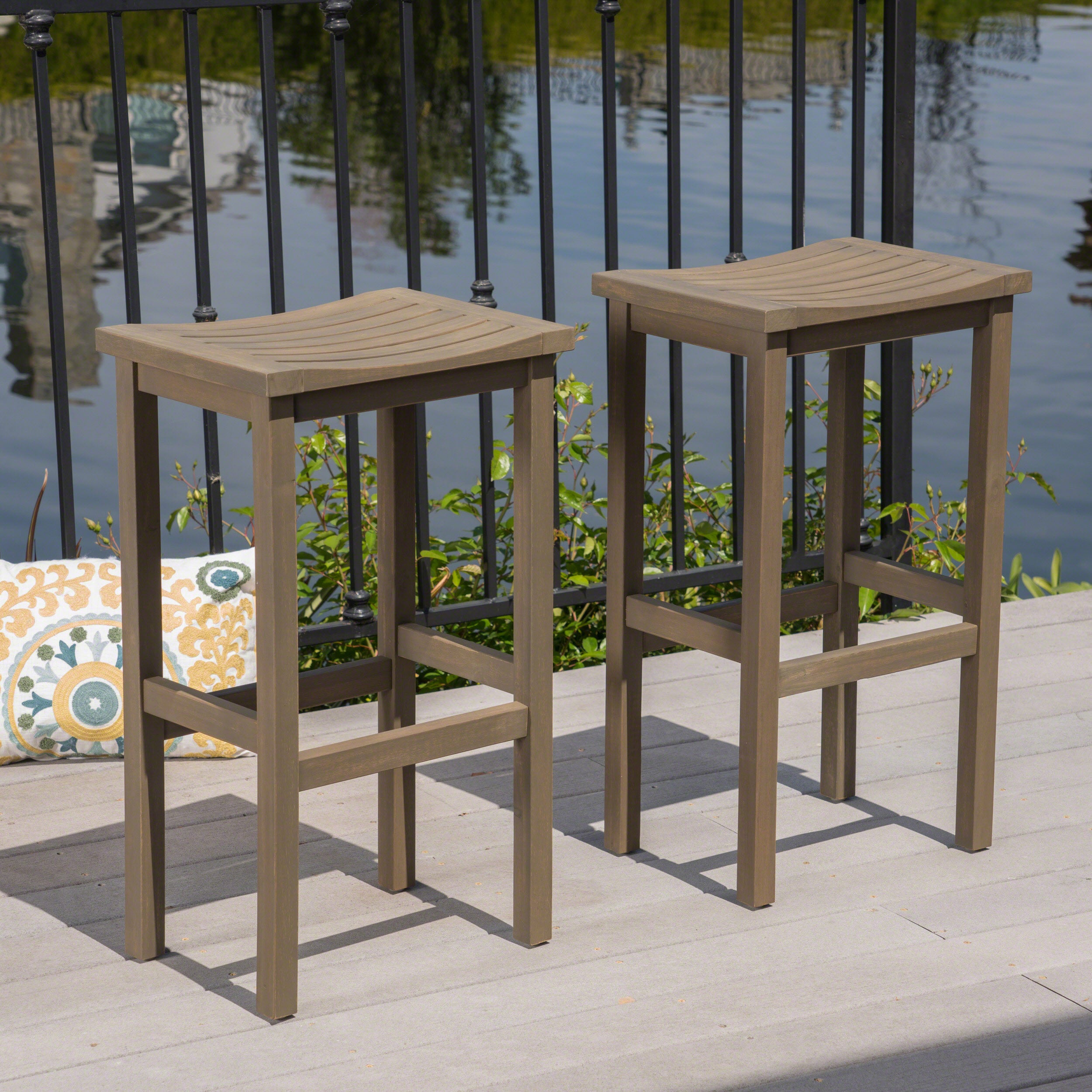 Pensacola Outdoor 30 Inch Acacia Wood Barstools