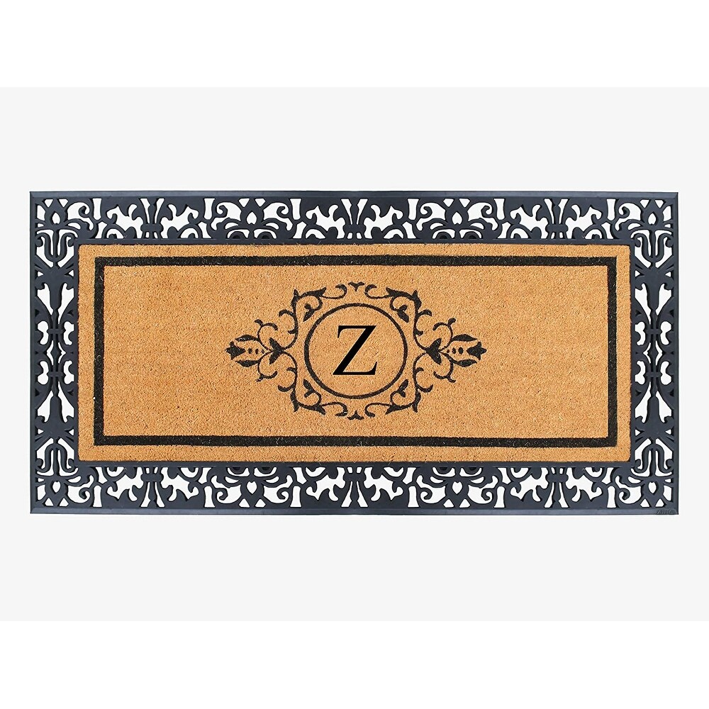 A1HC Natural Coir Monogrammed Door Mat for Front Door  Heavy Duty Welcome Doormat   30\