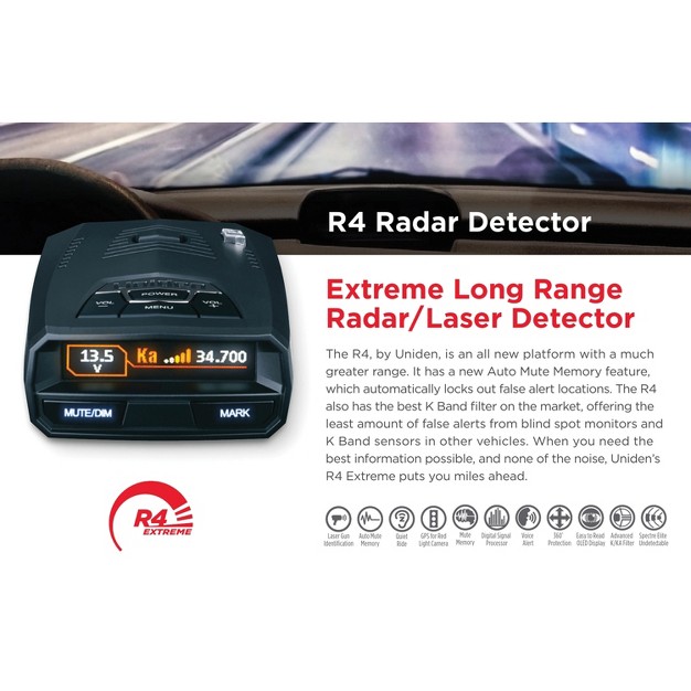 Uniden R4 Extreme Long range Radar laser Detector With Voice Alert