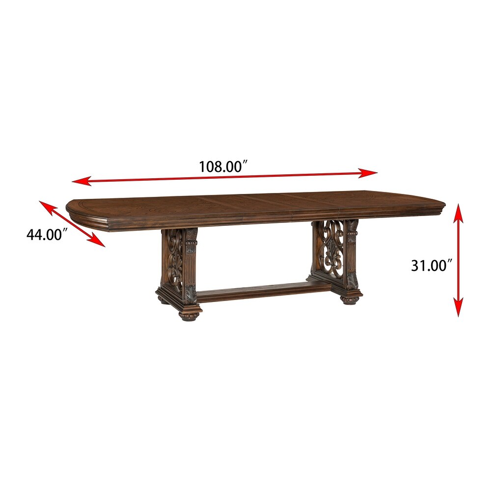 Wood Dining Table with Decorative Pediments