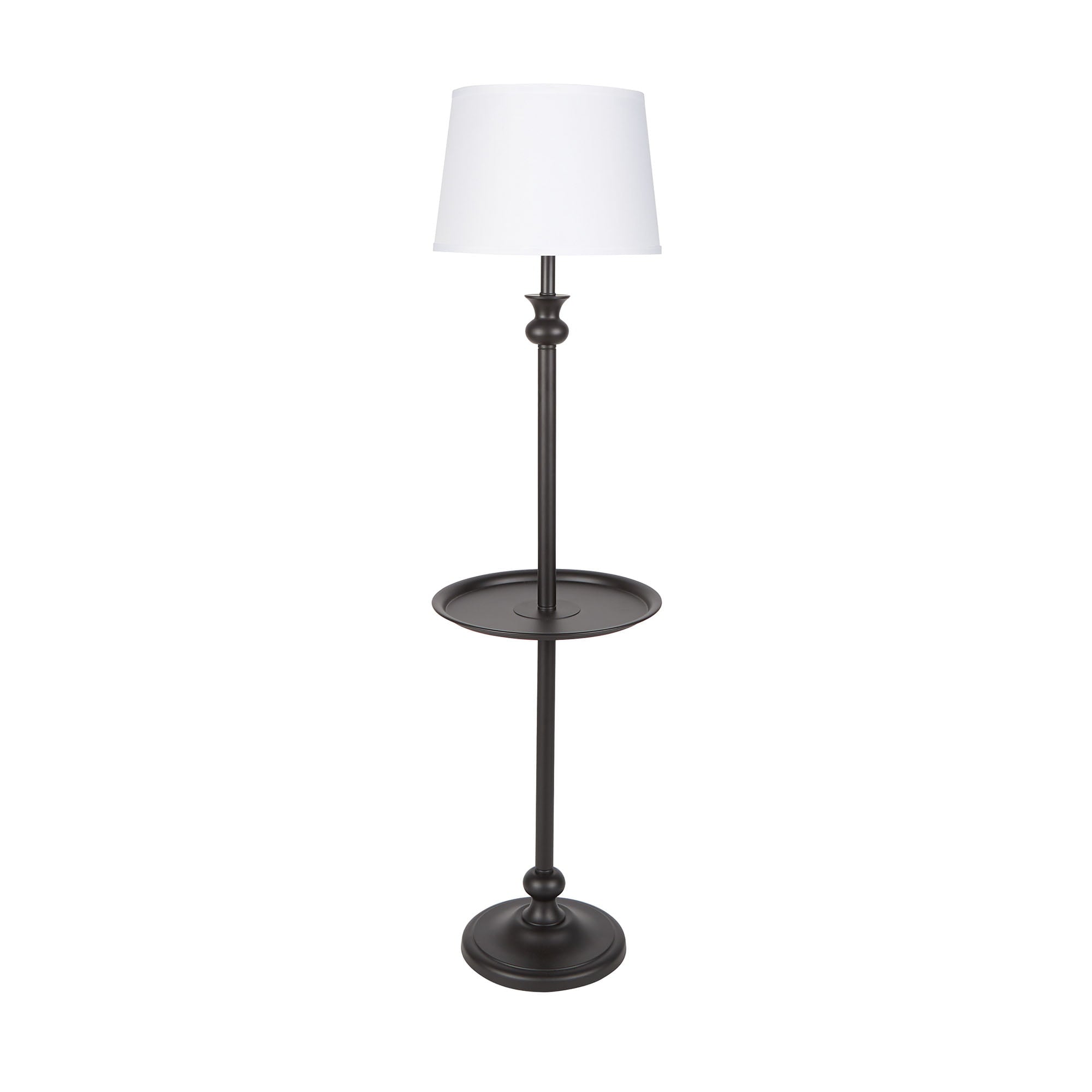 Mainstays Black Metal Table Floor Lamp with White Shade