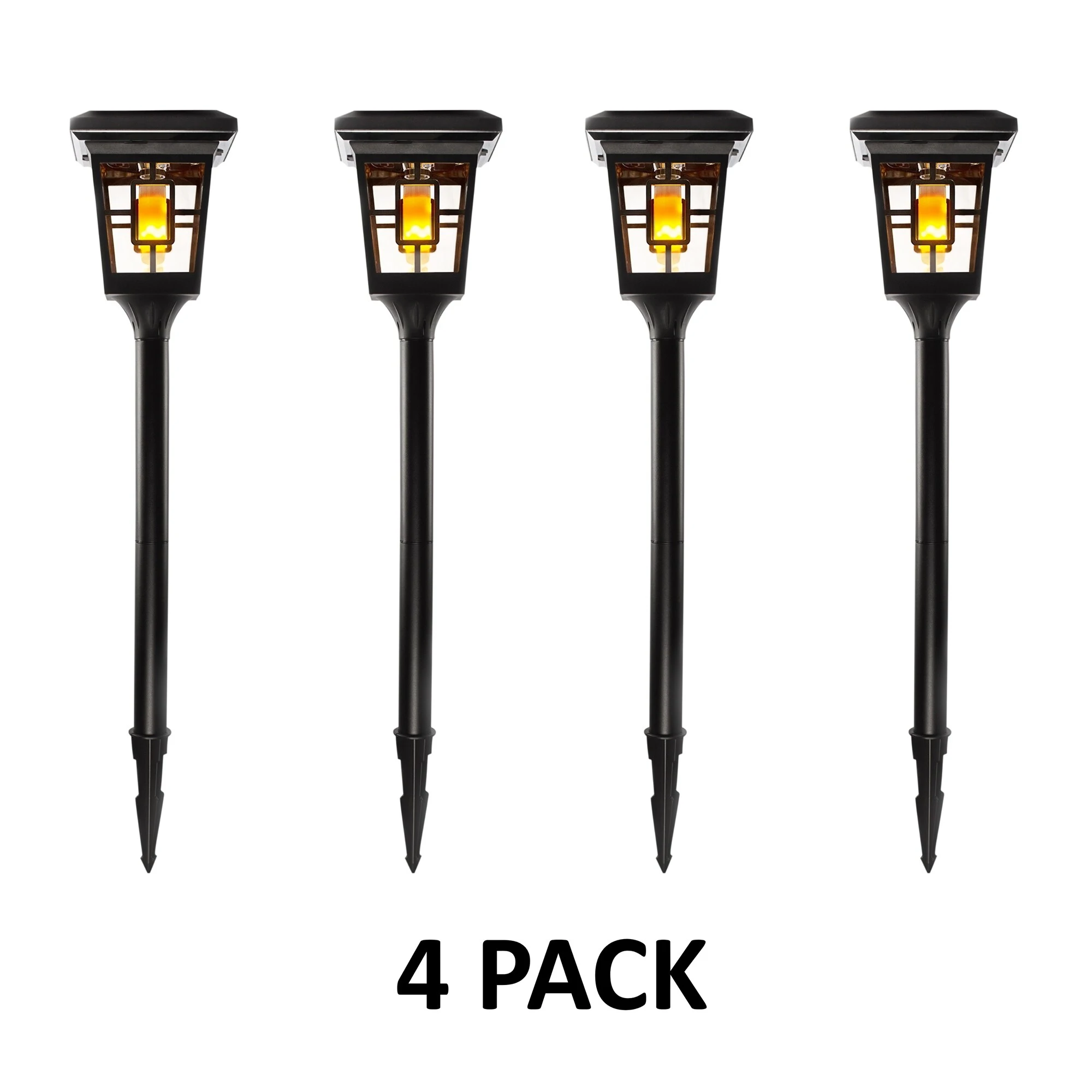 Multi-Purpose Solar Path Light with Flame Bulb - 4PK