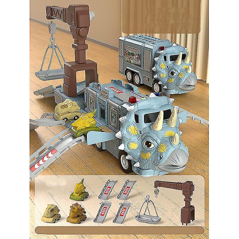 Dinosaur Transforming Engineering Truck Track Toy Set With Lights And Music