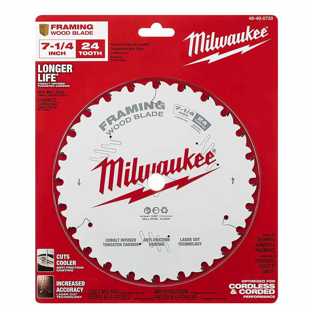 Milwaukee 7-1/4 in. x 24-Tooth Framing Circular Saw Blade and#8211; XDC Depot