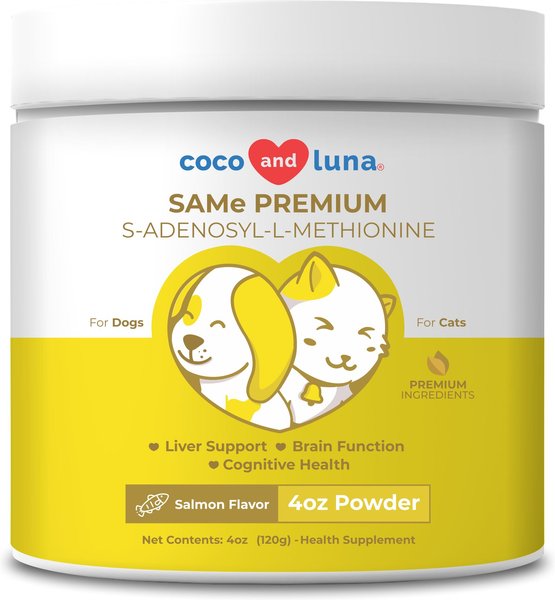 Coco and Luna SAMe Premium Salmon Flavor Powder Dog and Cat Supplement， 4-oz jar