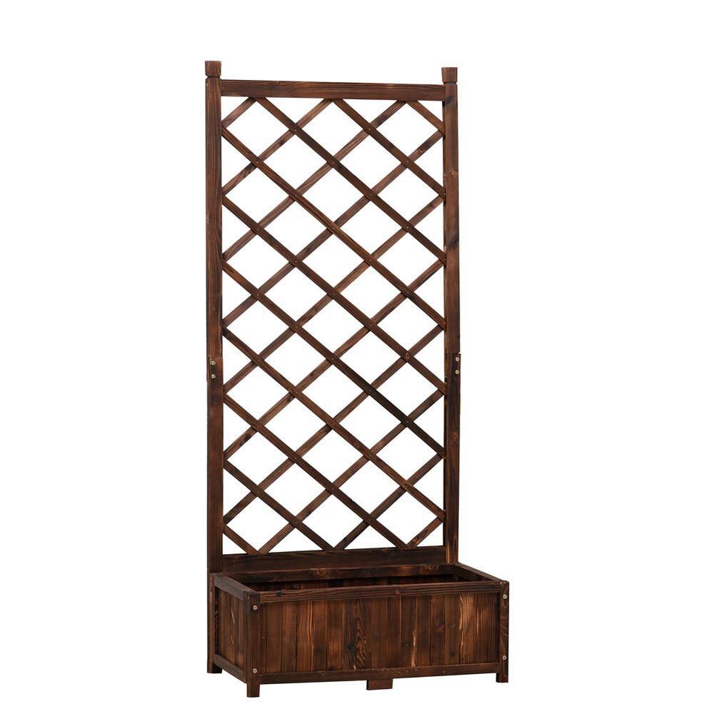 Anraja 67 in. Wood Brown Planter Box with Trellis Outdoor for Plants KD-68BB