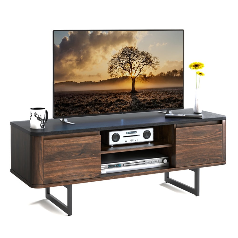 Costway TV Stand Entertainment Media Console w/ 2 Cabinets     47.5'' x 16'' x 18''