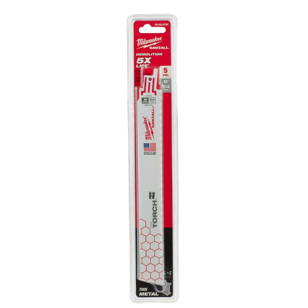 Milwaukee 9 in. 24 TPI THE TORCH SAWZALL Blades 5PK 48-00-5790 from Milwaukee