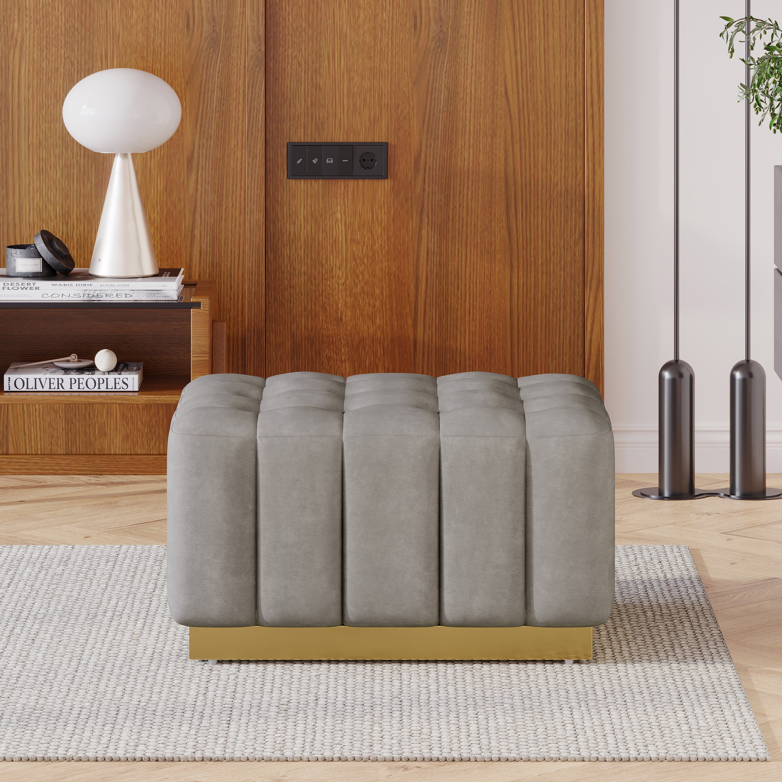 Fairfax Modern Glam Velvet Tufted Ottoman