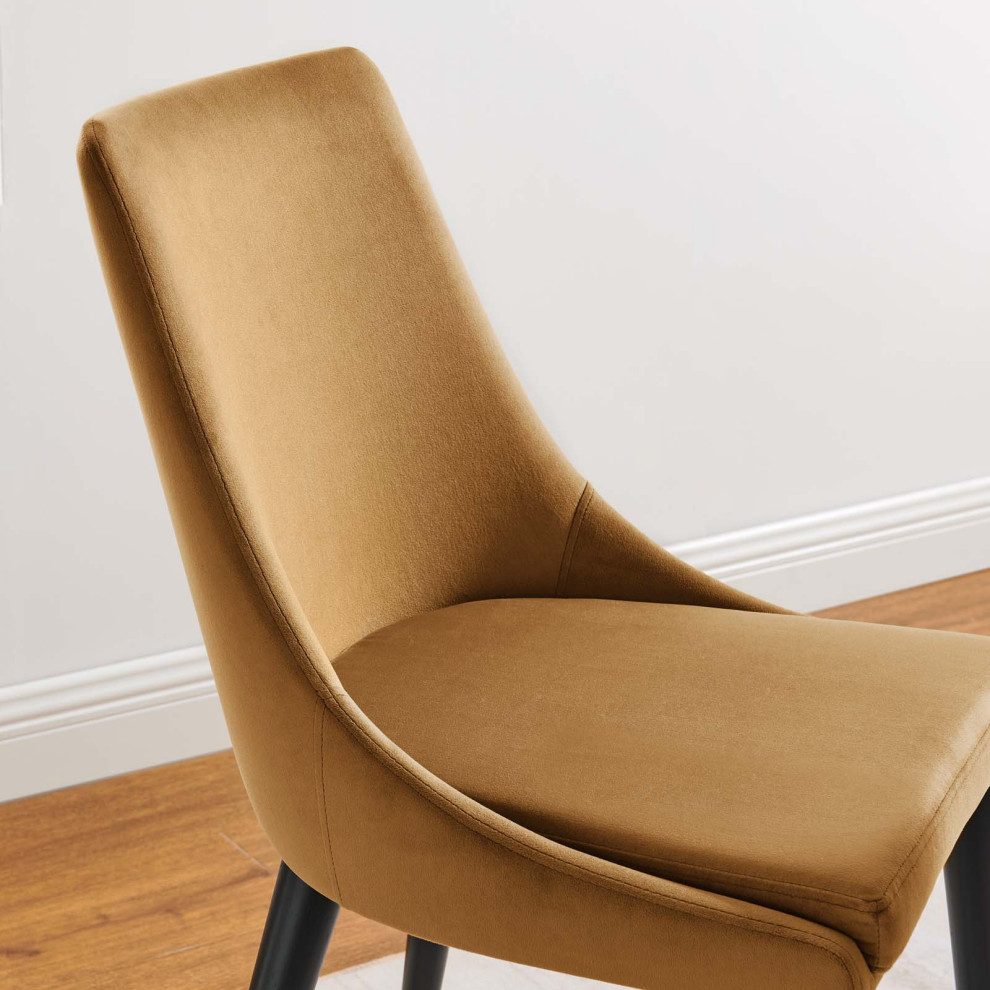 Viscount Performance Velvet Dining Chair  Cognac   Midcentury   Dining Chairs   by Dot  ampBo  Houzz