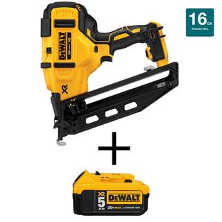 DW 20V MAX XR Lithium-Ion 16-Gauge Cordless Angled Nailer and (1) 20V MAX XR 5.0Ah Lithium-Ion Battery DCN660BW205