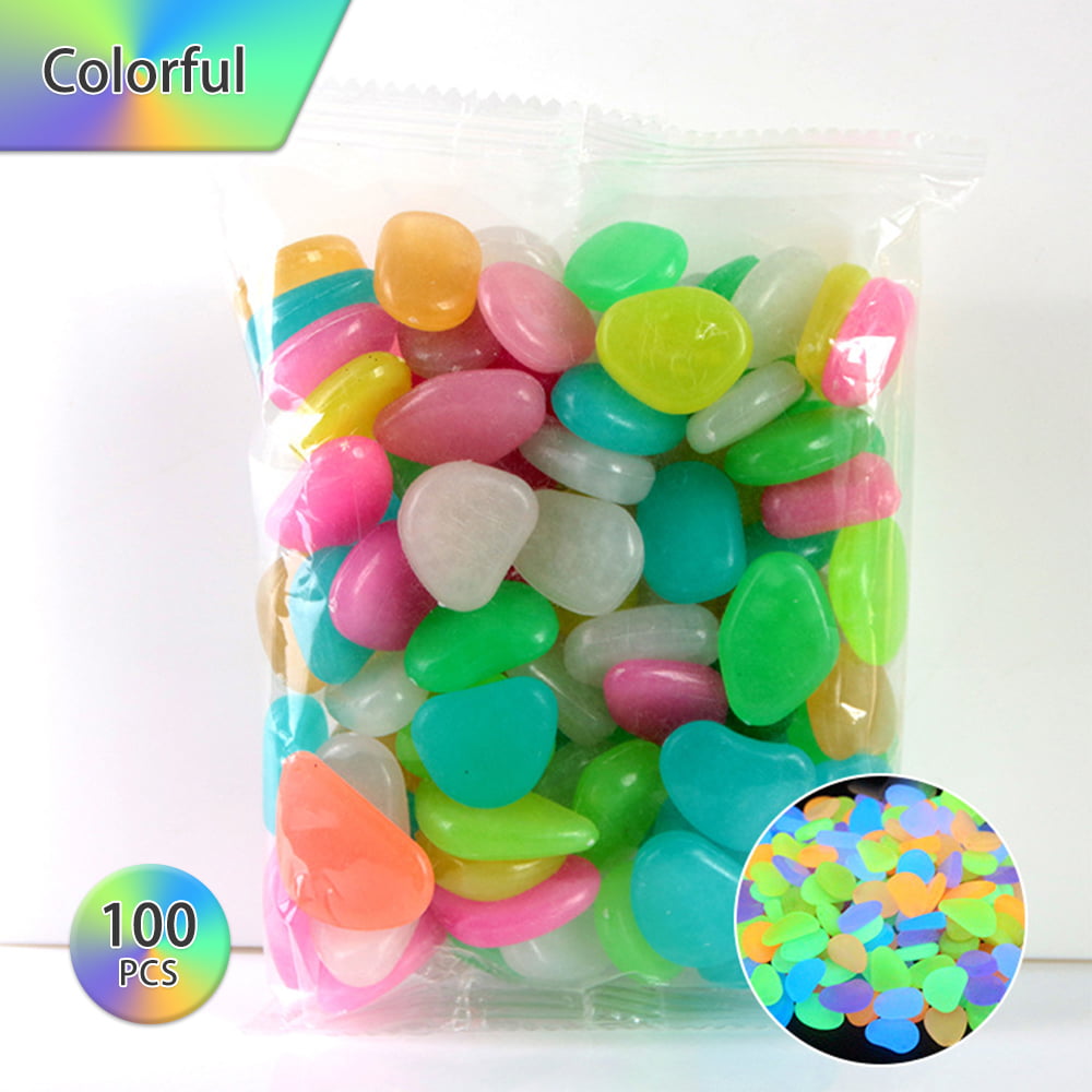 100PCS Glowing Stones For Decorations Fish Tank Aquarium Luminous Stone Indoor Outdoor Zen Garden Stones Rocks Glow in the Dark Pebbles