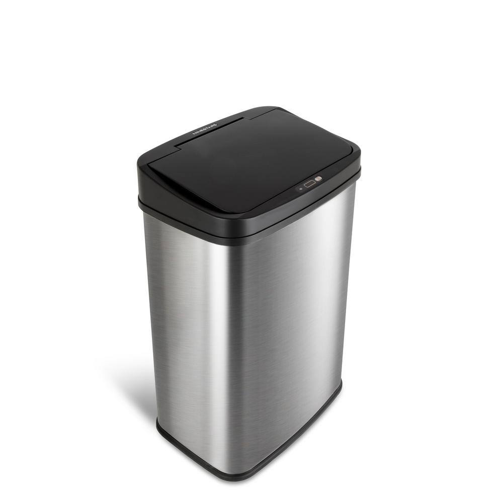 NINESTARS 13 Gal. Stainless Steel Touchless Metal Household Trash Can DZT-50-28