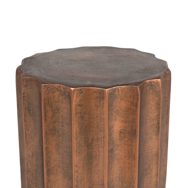 Luxenhome Weathered Copper Cement Indoor Outdoor Round Side Table Brown