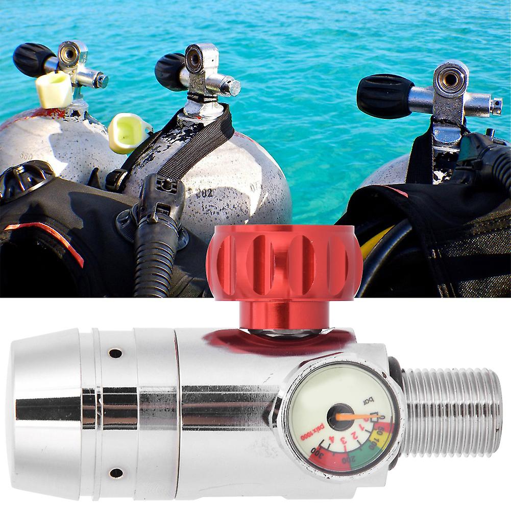 Smaco 6061 Aviation Aluminum Scuba Diving Valve Snorkeling Respirator Refill Adaptersilver+red S407