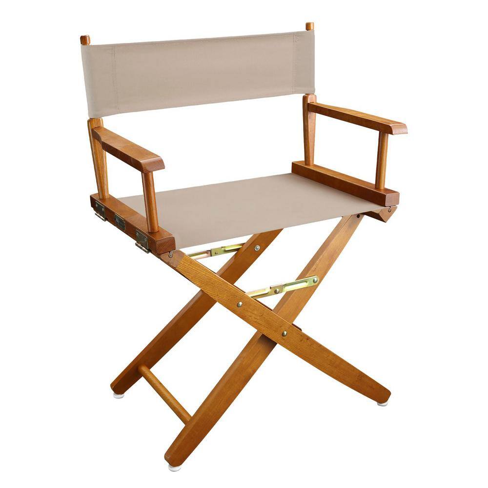 American Trails 18 in. Extra-Wide Mission Oak Wood FrameNatural Canvas Seat Folding Directors Chair 206-04032-12