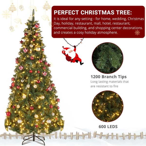 7.5 Ft PreLit LED Artificial Christmas Tree with 600 LED Lights