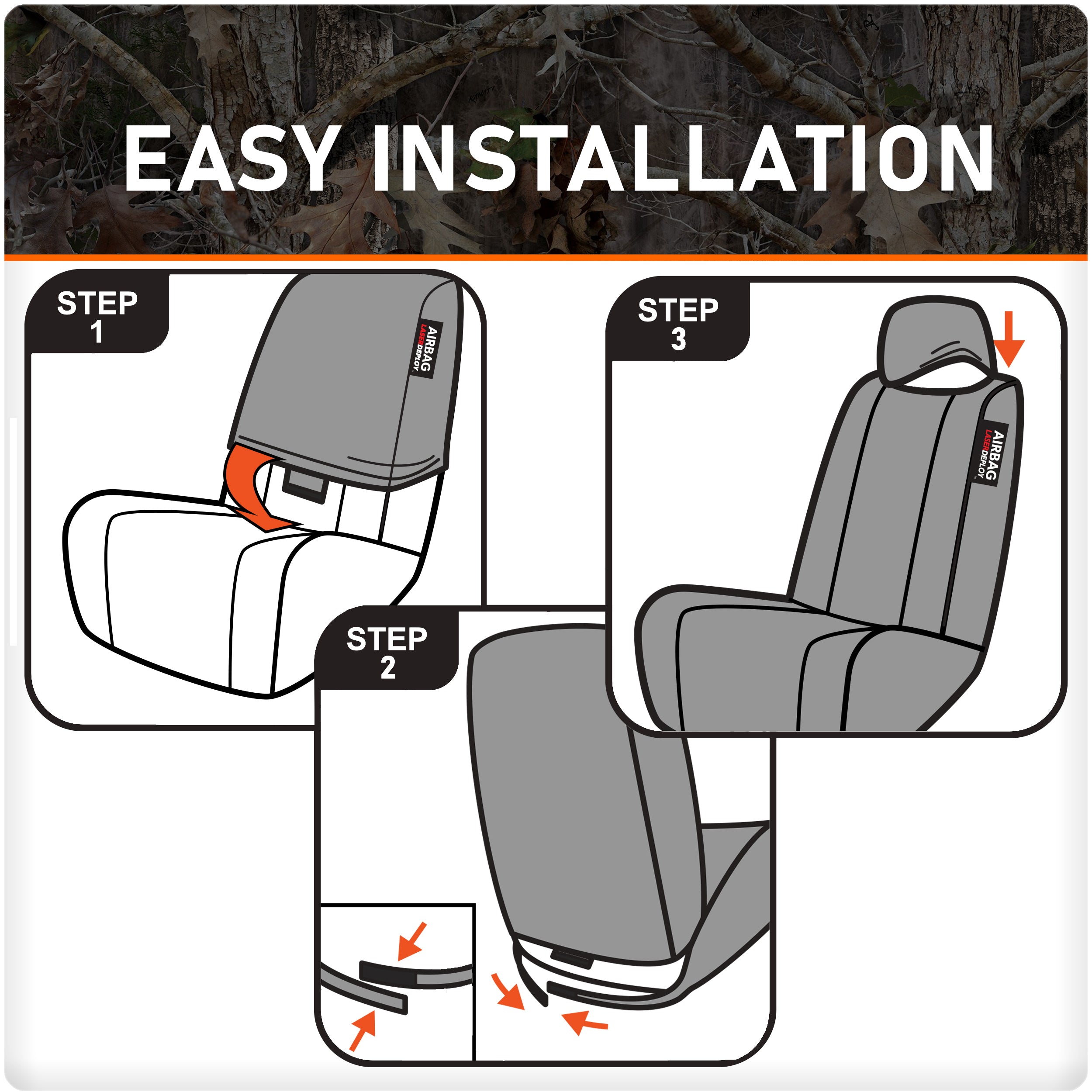 True Timber 2-Piece Low Back Kanati Freedom Seat Covers， 45001WDC