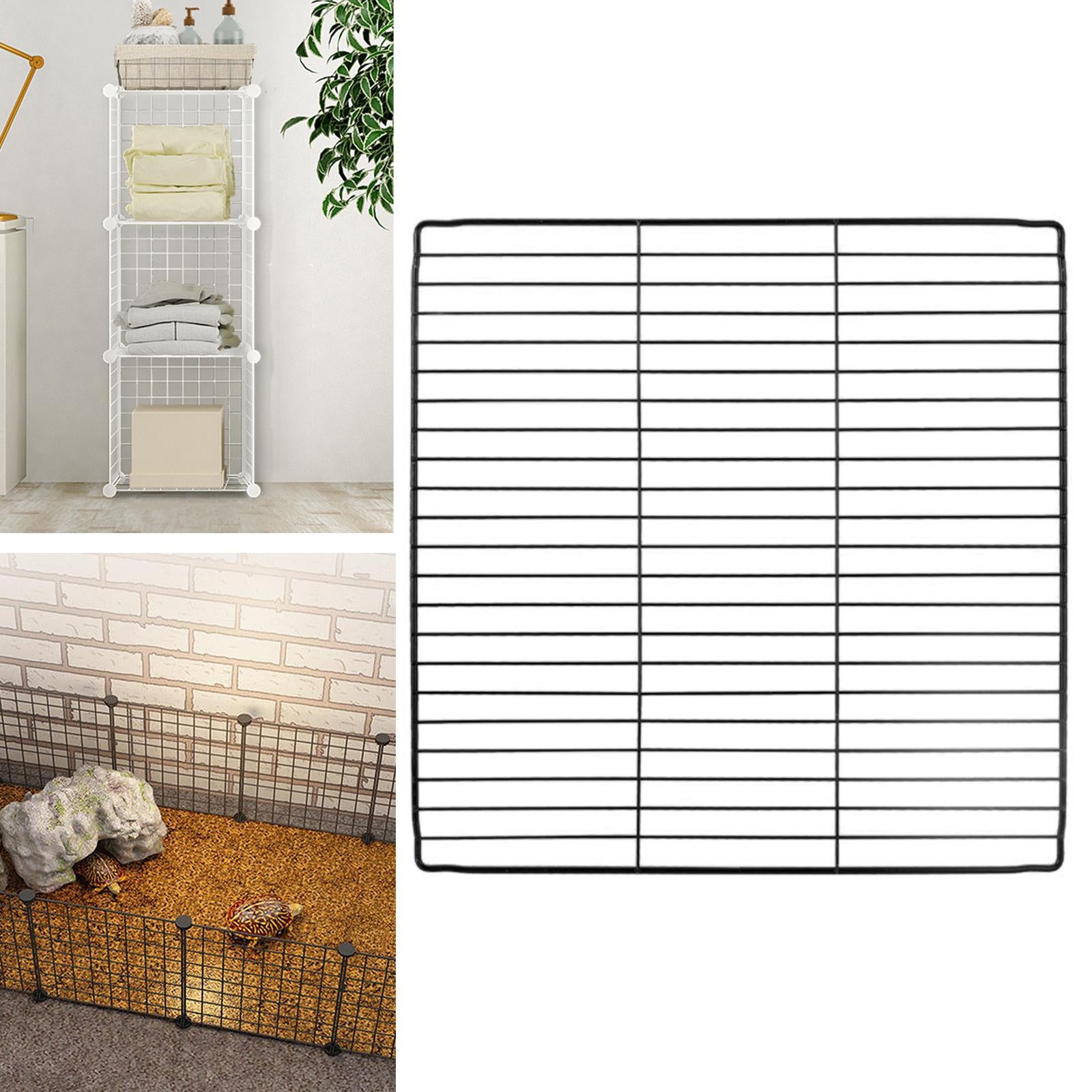 Pet Playpen Panel Cage Small Animals Expandable Puppy Iron Guinea Indoor dense black Grid