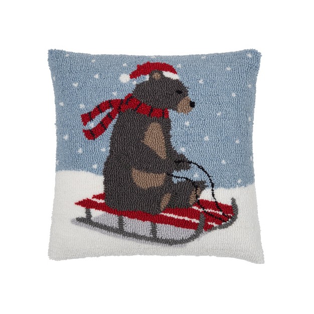 C amp f Home Sledding Bear Hooked Pillow