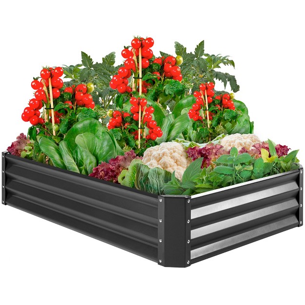 Best Choice Products 6x3x1ft Outdoor Metal Raised Garden Bed For Vegetables， Flowers， Herbs， Plants