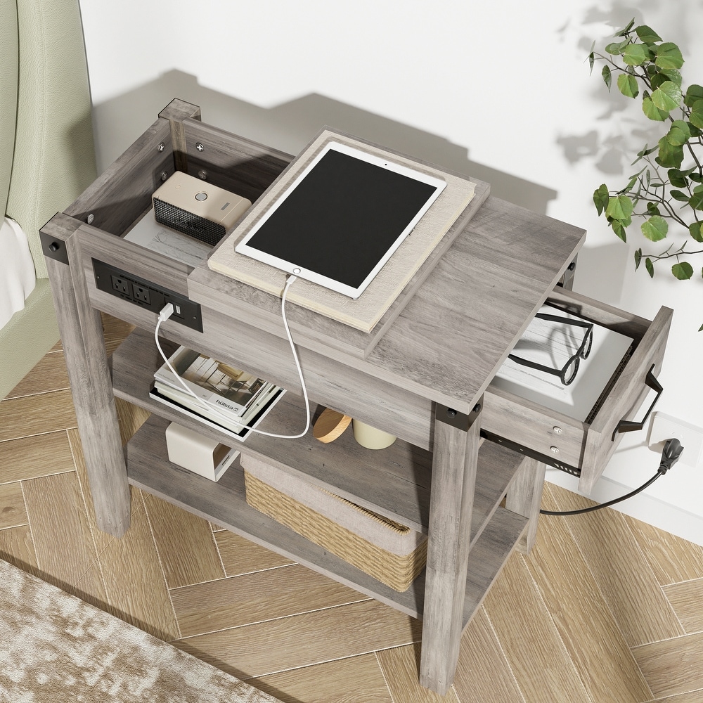 End Table with Drawer Charging Station