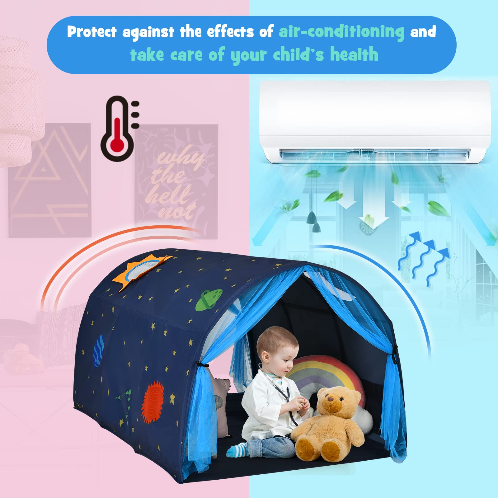 Costzon Kids Galaxy Starry Sky Dream Bed Tent