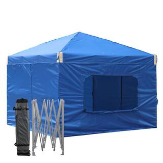 Aoodor 12 ft. x 12 ft. Pop Up Canopy Tent with Removable Sidewallwith Roller Bag-Blue 800-153-BL-C