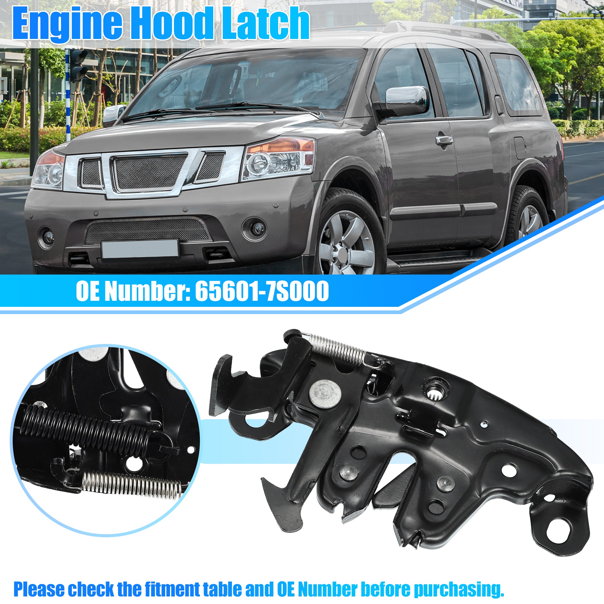 Black Hood Latch Lock 656017S000 for Nissan NV2500 2012-2019 for Nissan NV3500 2012-2019