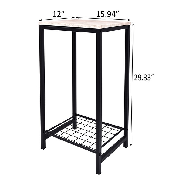 2-Tier End Table， Industrial Side Table Nightstand with Durable Metal Frame